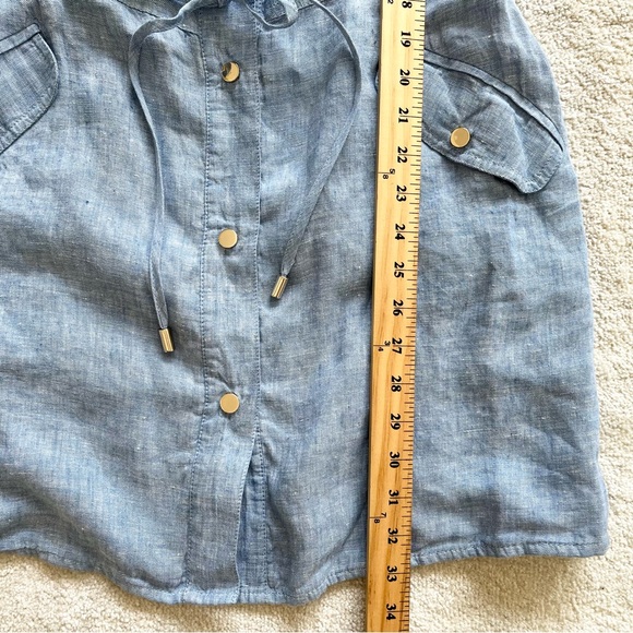 CHICO’S Cross Dye Linen Utility Jacket Size 1 or 8/10 Trendy Stylish Chic Casual - Picture 11 of 12